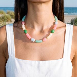Handmade Pastel Acrylic Bead Necklace